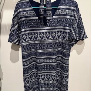 Navy and White Patterned Dress